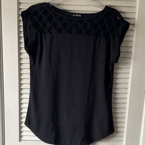Express Women's Elegant Black Top with Sheer Detail